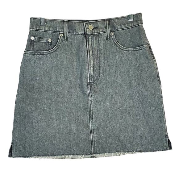 Lucky Brand Denim Mini Skirt Size 4 Gray High Rise Jean Frayed Raw Hem Festival - Picture 1 of 12